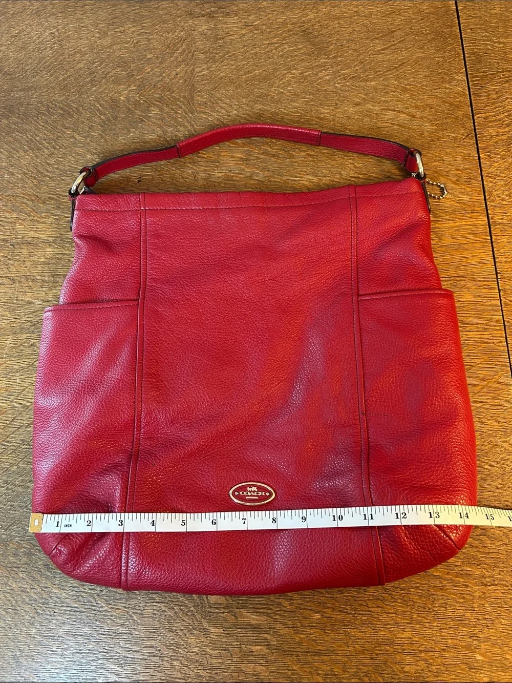 Coach Chicago Gallery Pebble Leather Hobo Tote Bag Red Current color G1420-33436